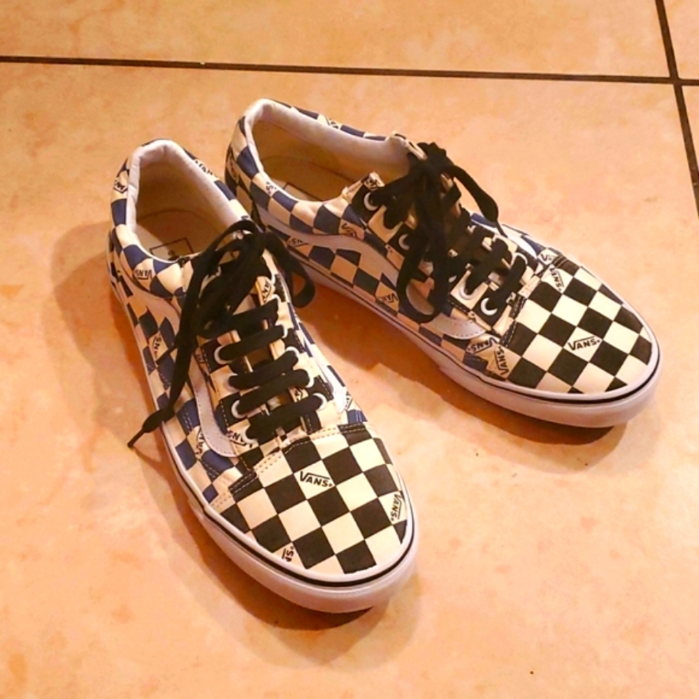 VANS black checkered & blue checkered, lace up.
